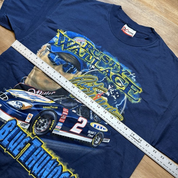 Vintage‎ Chase Authentic Rusty Wallace Shirt Men Medium Blue Nascar Blue Thunder - Picture 6 of 8